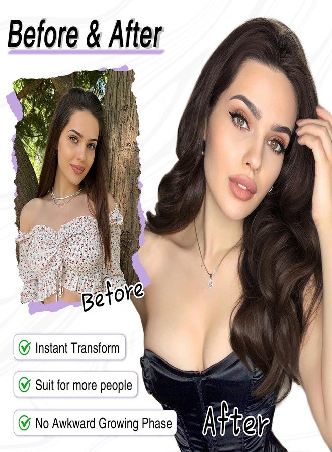 MORICA Wigs for Women Medium Length 18 Inch Middle Part Short Curly Wavy Wigs,Dark Brown Womens Wigs Natural Synthetic Hair for Daily Party/Halloween Use（18inch，Dark Brown） - Image 5